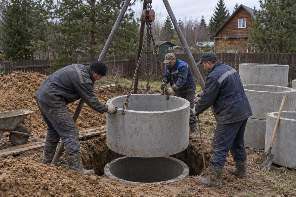 Копка и монтаж колец
