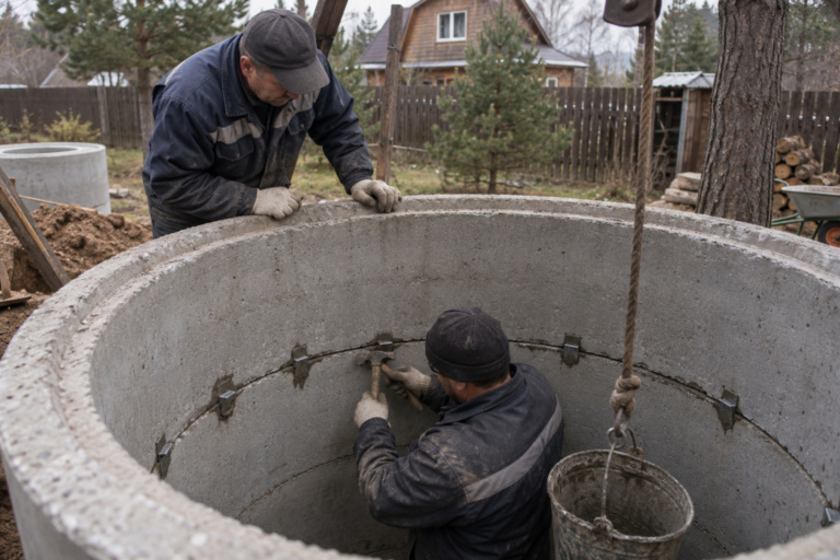 Скобирование стыка колец металлическими скобами